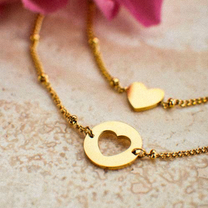 Heart Charm Bracelet Set