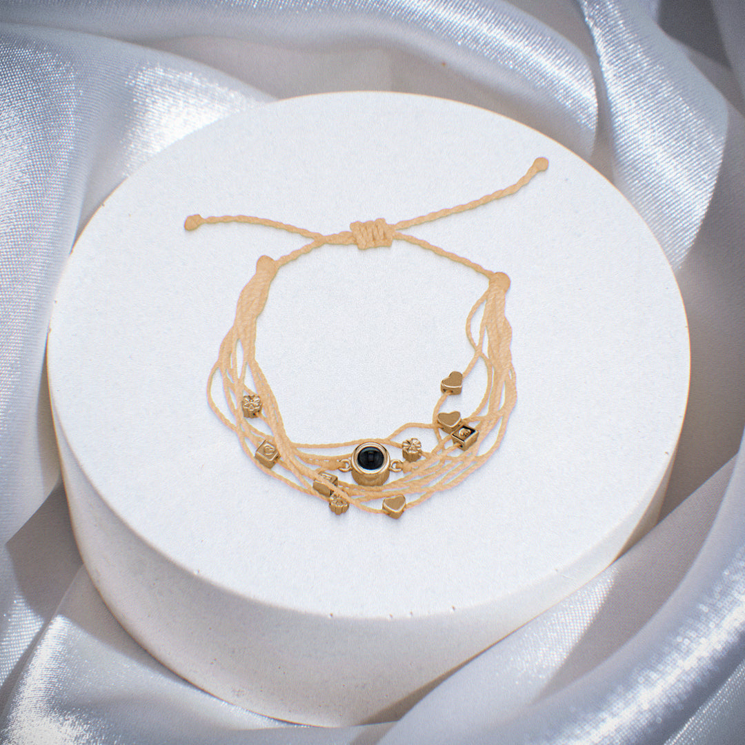 Personalised Photo Bracelet with Love Charms