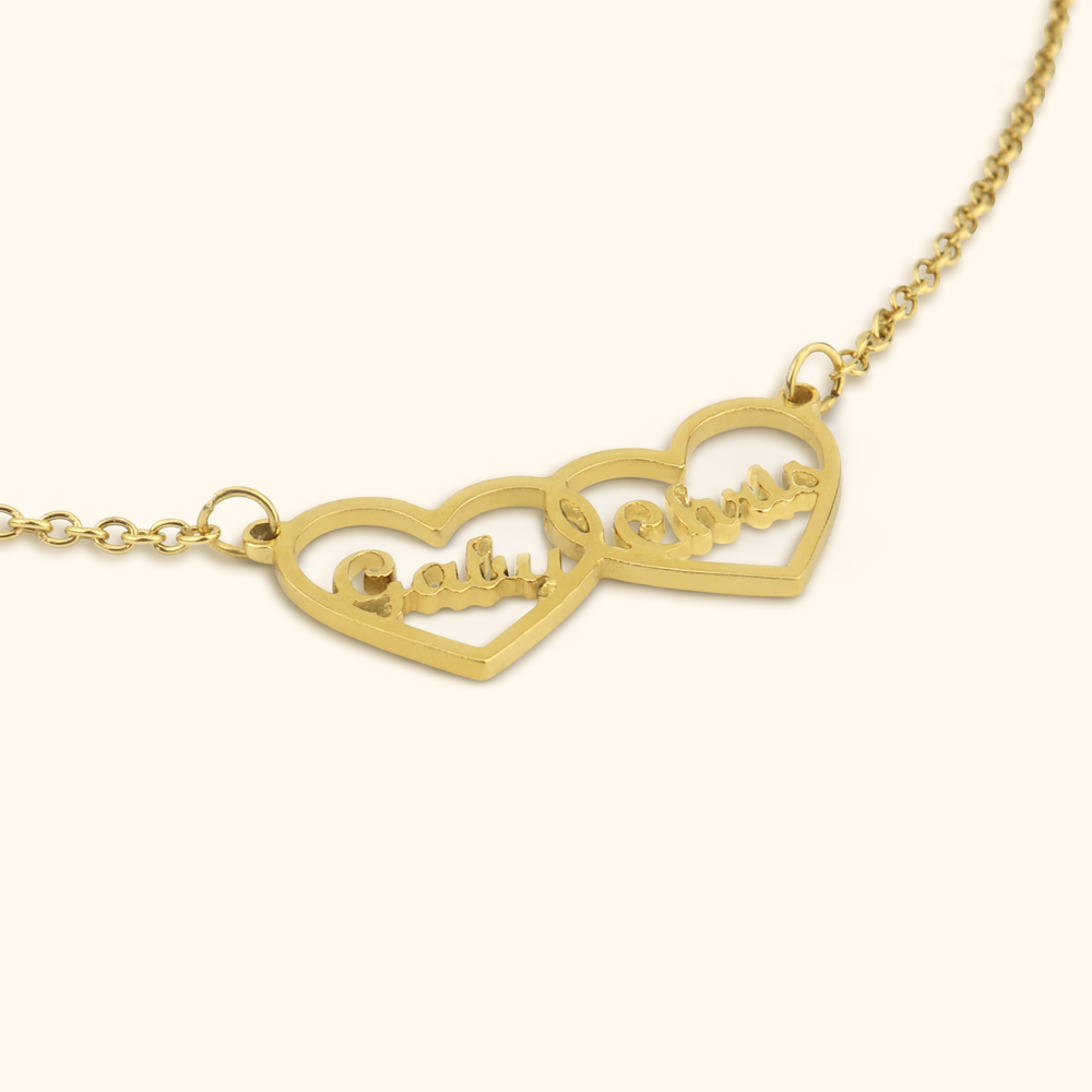 Personalised Necklace with Two Hearts