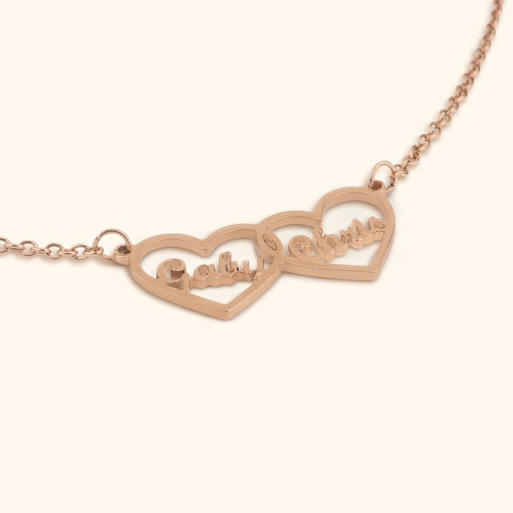 Personalised Necklace with Two Hearts