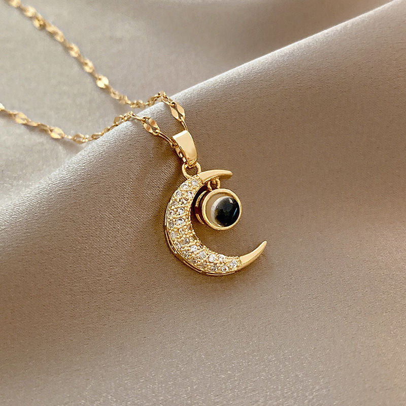 Half-Moon Photo Projection Necklace