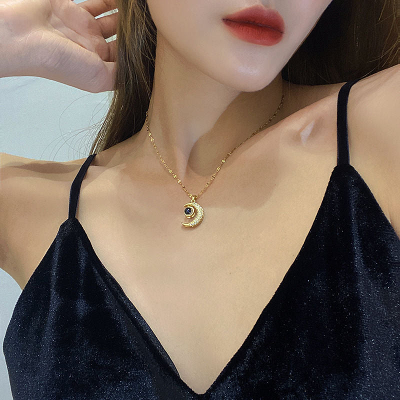 Half-Moon Photo Projection Necklace
