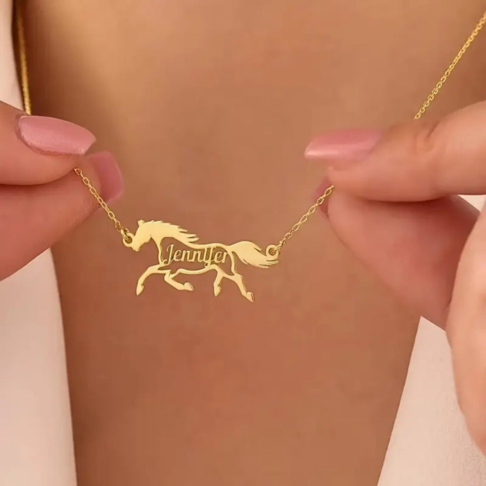 Personalised Name Horse Necklace