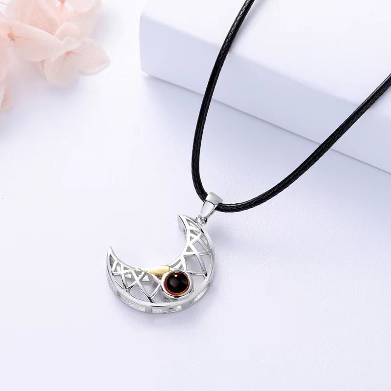 Sun and Moon Pair Projection Necklace