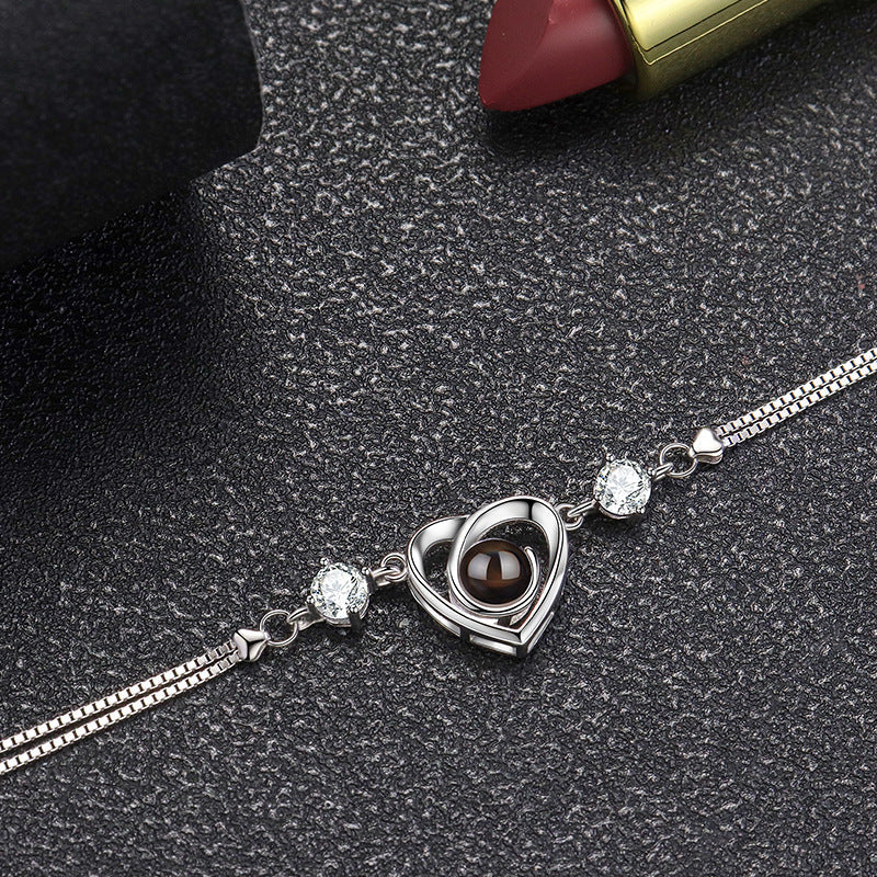Cubic Zirconia Heart Projection Bracelet