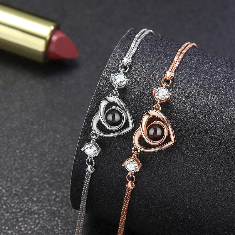 Cubic Zirconia Heart Projection Bracelet