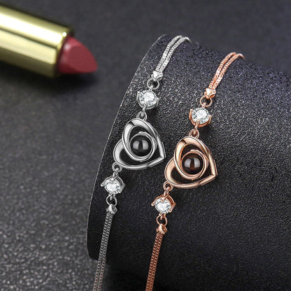 Cubic Zirconia Heart Projection Bracelet