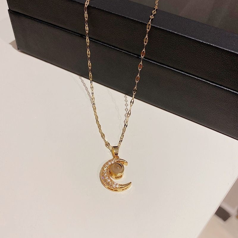 Half-Moon Photo Projection Necklace