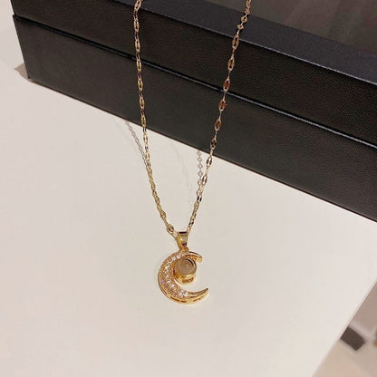 Half-Moon Photo Projection Necklace