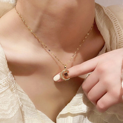 Half-Moon Photo Projection Necklace
