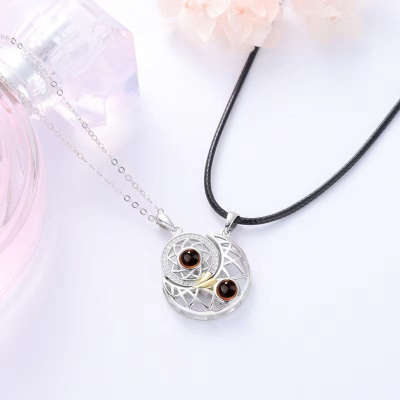 Sun and Moon Pair Projection Necklace