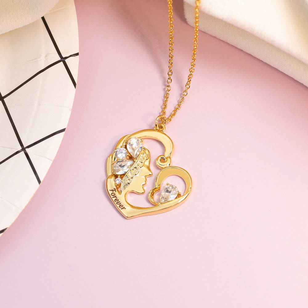 Mum's Heart Birthstone Necklace