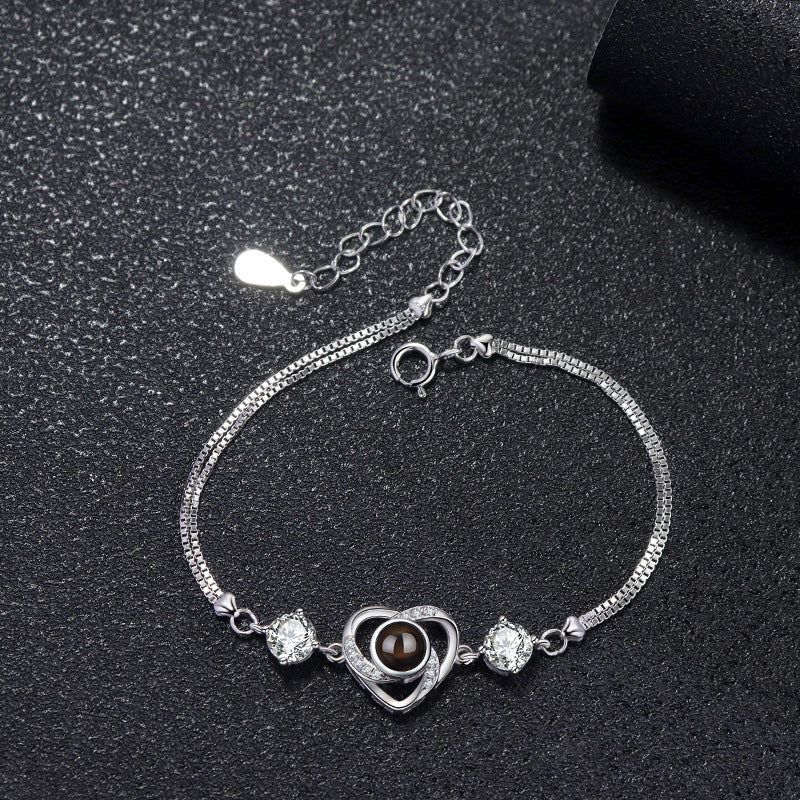 Cubic Zirconia Heart Projection Bracelet
