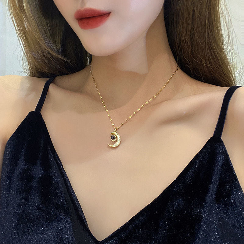 Half-Moon Photo Projection Necklace