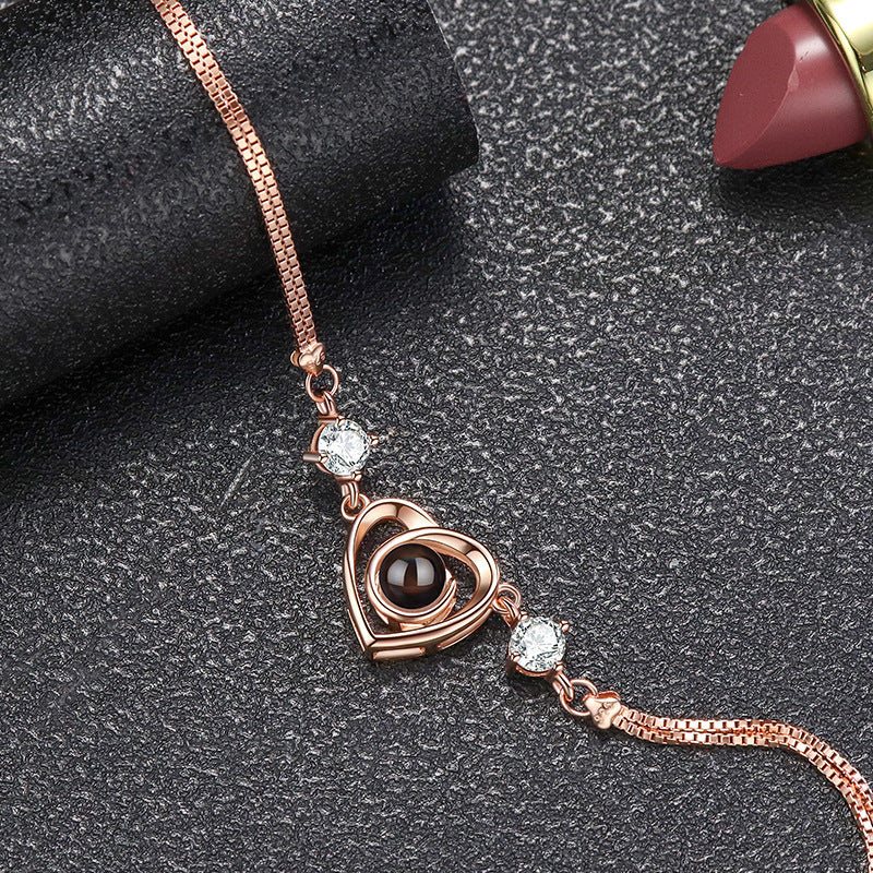 Cubic Zirconia Heart Projection Bracelet