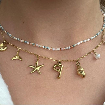 Ocean Gold Initial Necklace