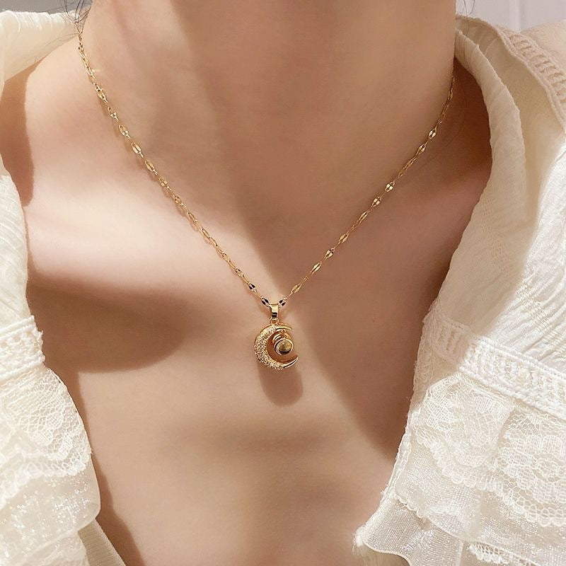 Half-Moon Photo Projection Necklace