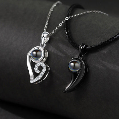 Heart's Love Couple Projection Necklace