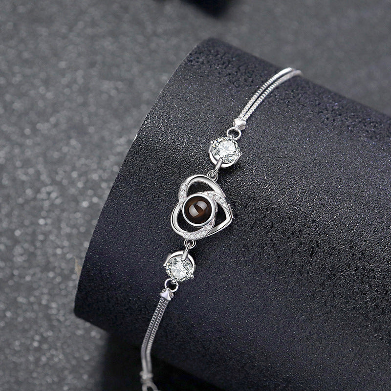 Cubic Zirconia Heart Projection Bracelet