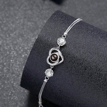 Cubic Zirconia Heart Projection Bracelet