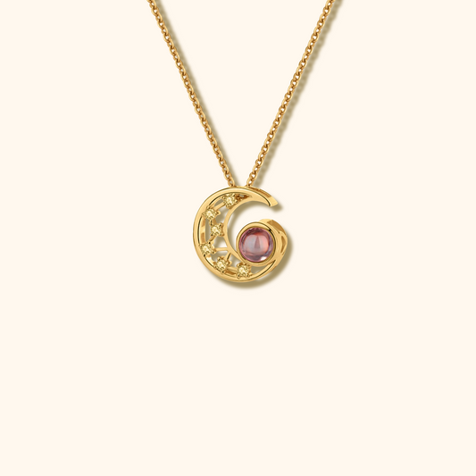 Moon Charm Photo Projection Necklace