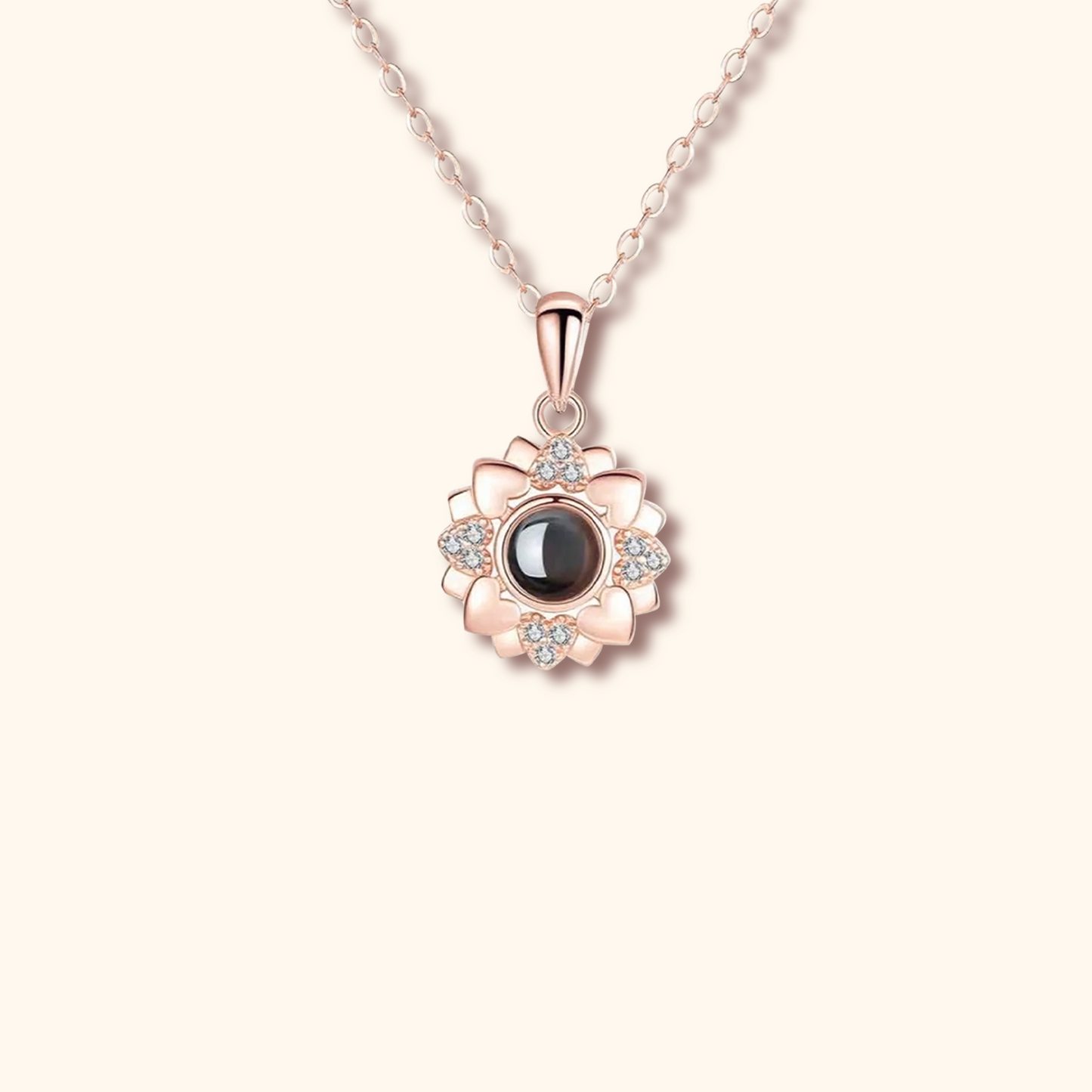 Flower Charm Photo Projection Necklace