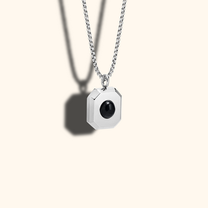 White Necklace with Projection Charm