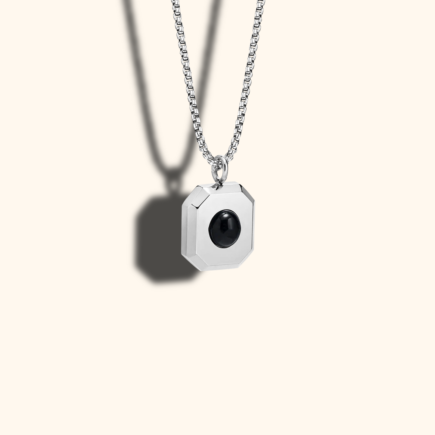 White Necklace with Projection Pendant