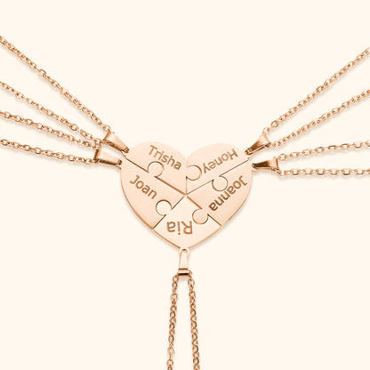 Personalised heart puzzle necklace with engraved names