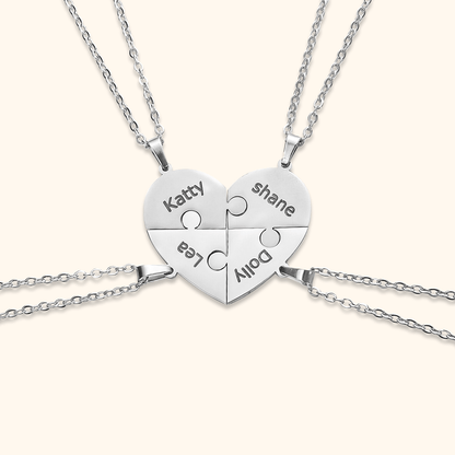 Personalised heart puzzle necklace with engraved names