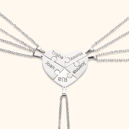 Personalised heart puzzle necklace with engraved names