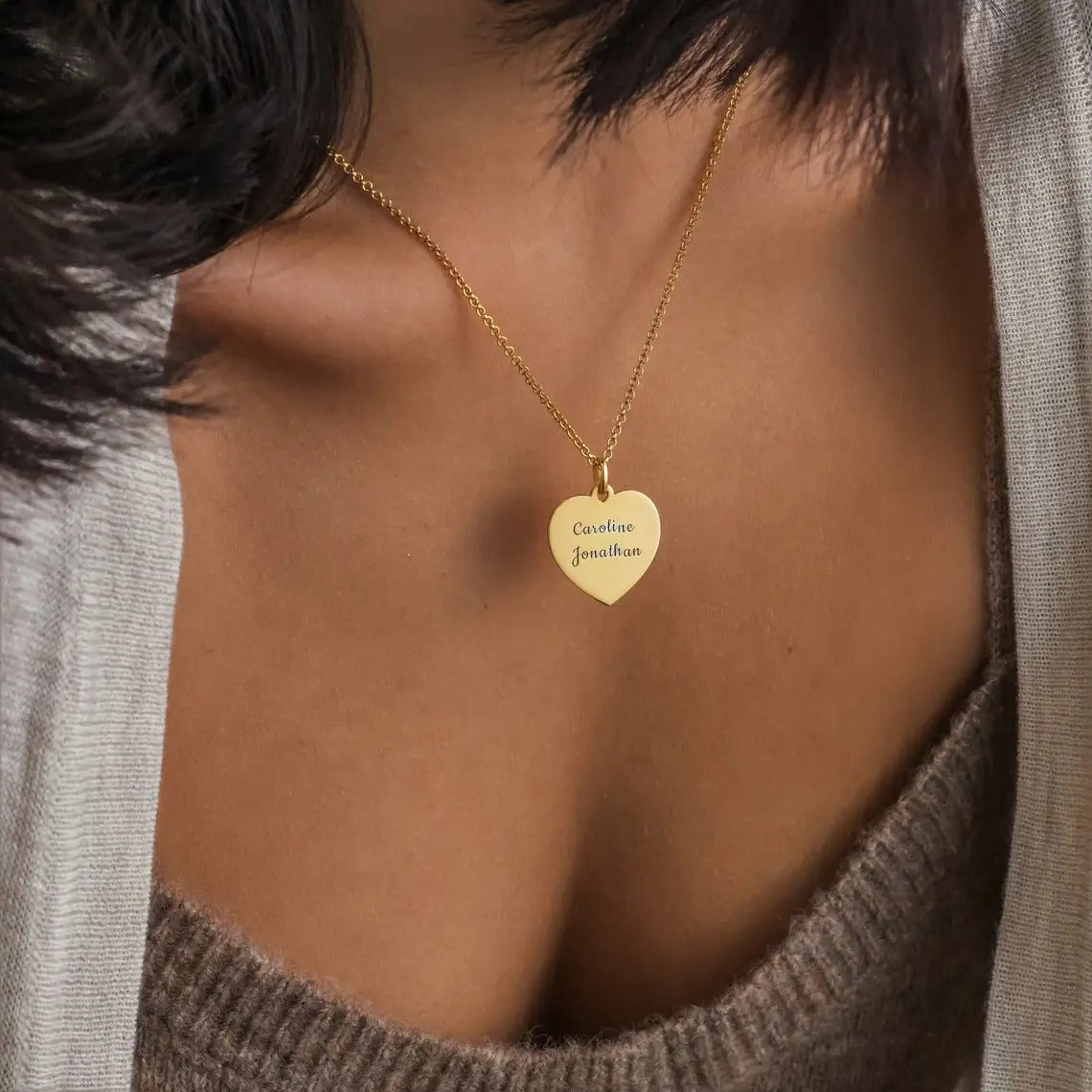 Heart Necklace with Custom Engraving