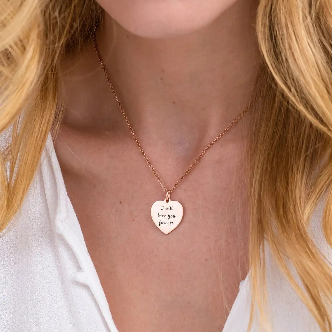 Heart Necklace with Custom Engraving
