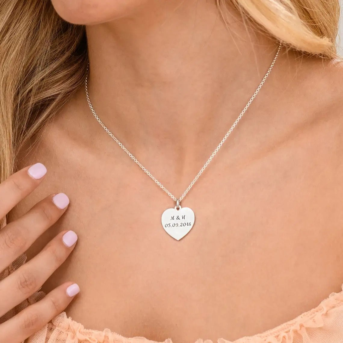 Heart Necklace with Custom Engraving
