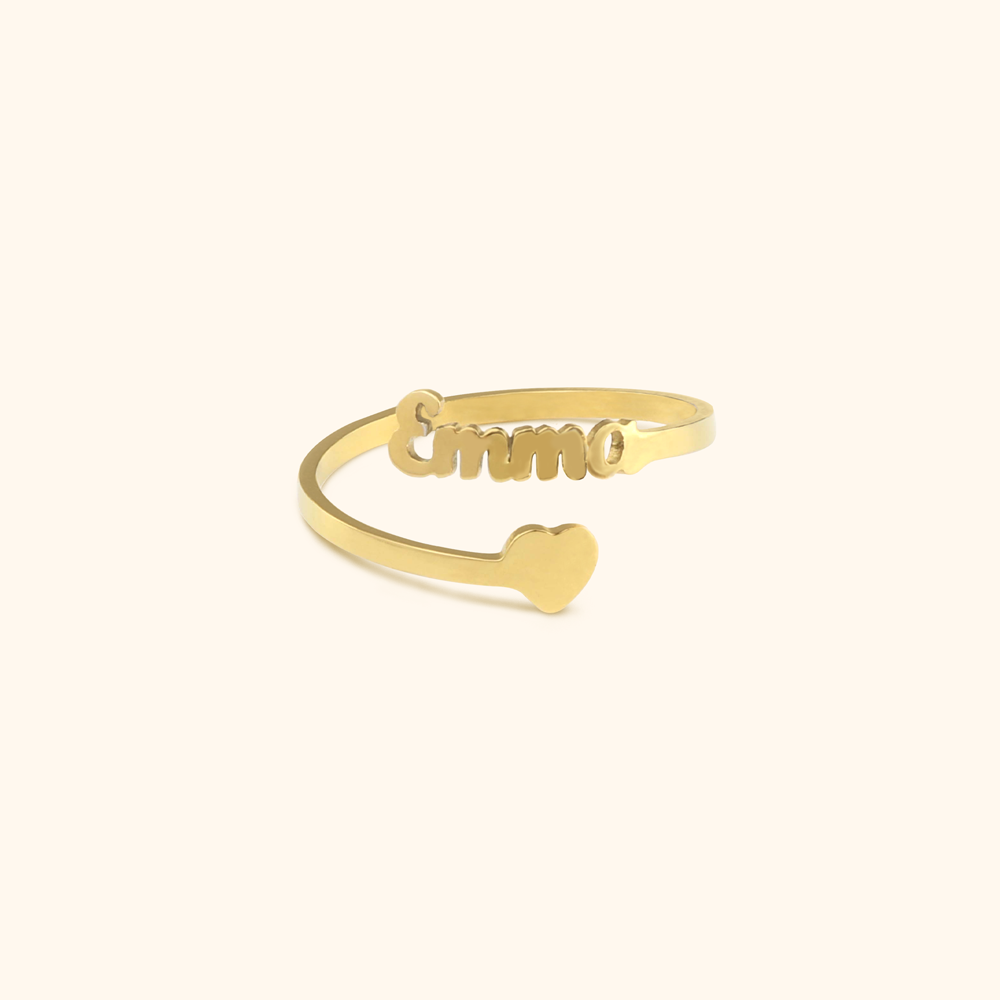 Luxurious Name and Heart Ring