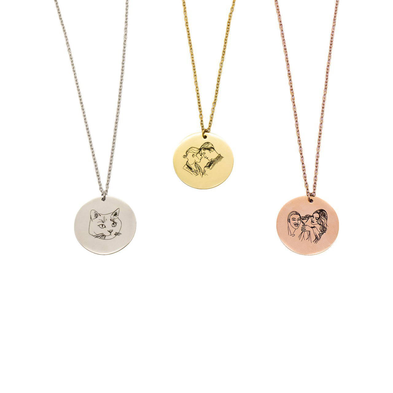 Necklace with Personalised Round Charm