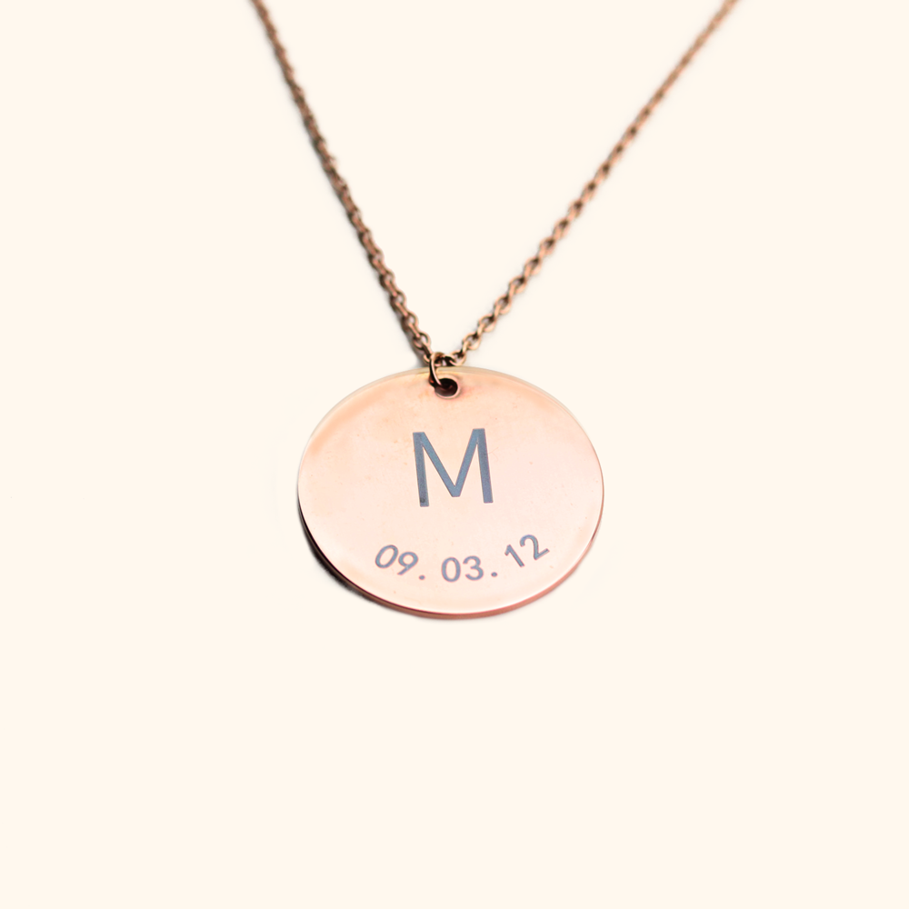 Customised Coin Necklace with Initials and Date